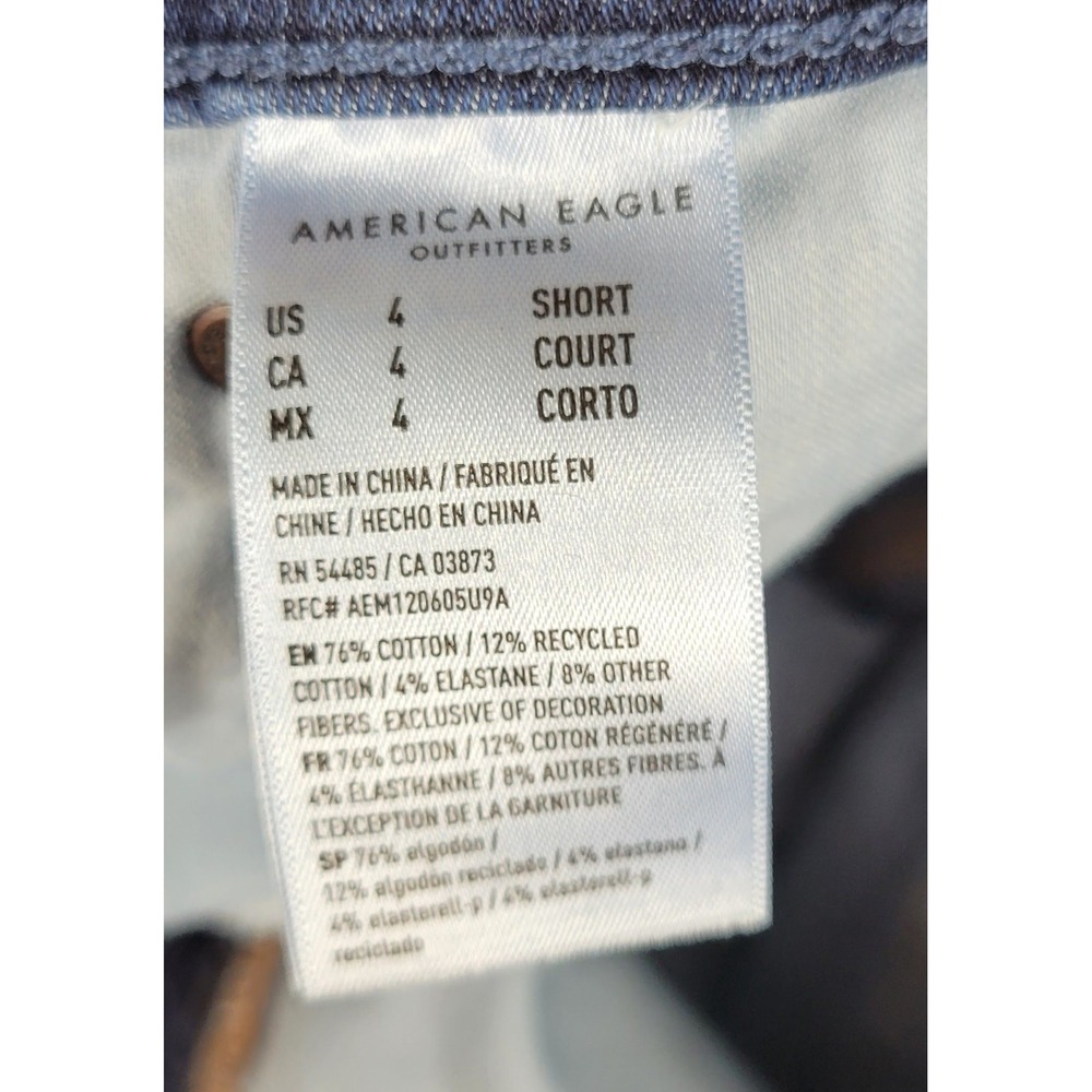 American Eagle Super High-Rise Flare Jeans Luxe Stretch Dark Wash 4 Short 3945 - Picture 6 of 11